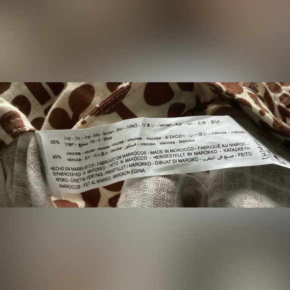 Zara Tribal Shorts linen/viscose blend sz Small patterned rust cream - Picture 4 of 8